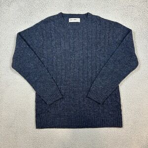 Line‎ Of Trade 100% Shetland Wool Navy Cable Knit Fisherman Sweater / Men's L